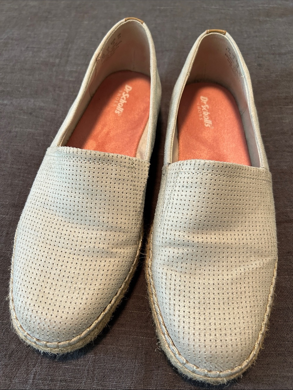 Dr. Scholl's Light Beige Perforated Espadrille Slip-Ons